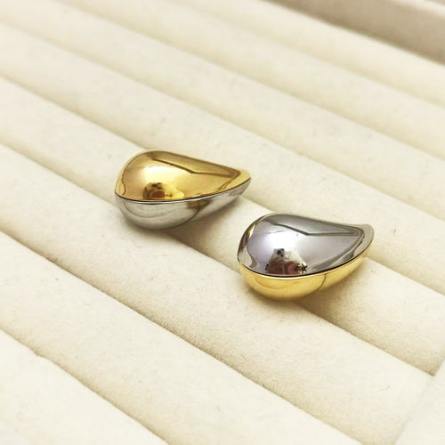 Boucles d'oreilles bicolores or et argent design goutte élégante