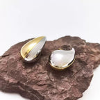 Boucles d'oreilles bicolores or et argent détail finition brillante