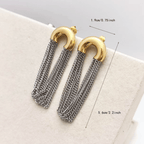 Créoles bicolores or et argent avec cascade de chaînettes fines