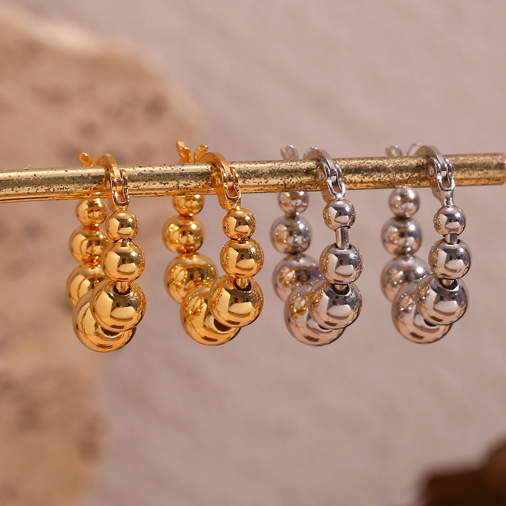 Créoles perles dégradées suspendu finition or et argenté