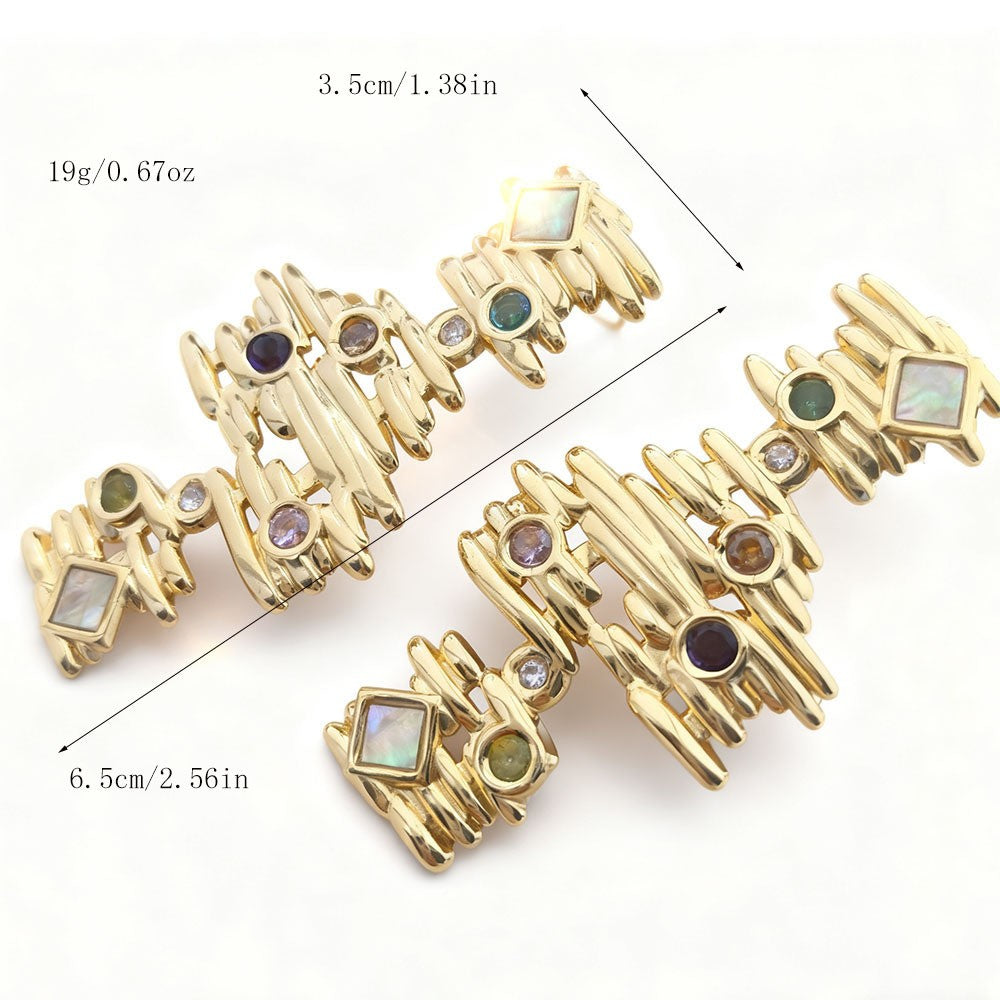 Boucles d'oreilles empilables pierres détail cristaux colorés