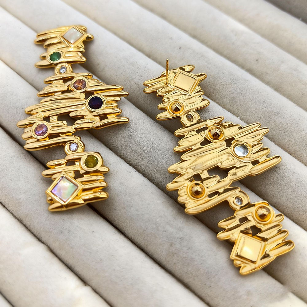 Boucles d'oreilles empilables pierres design moderne empilé