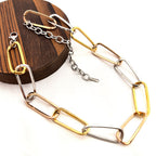 Collier maillons ovales tricolores or et argent