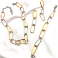 Parure complète 3 pièces maillons tricolores or jaune or rose argent