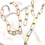 Parure complète 3 pièces maillons tricolores or jaune or rose argent