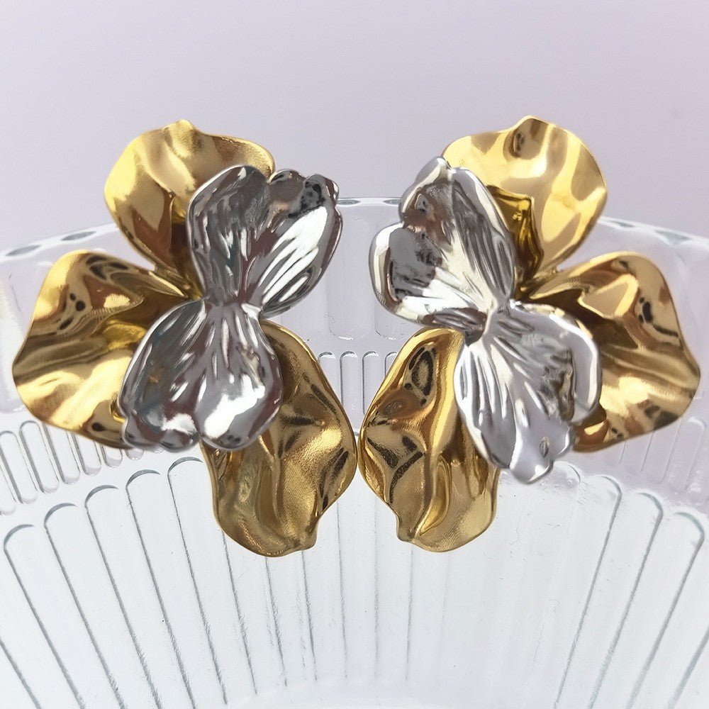 Boucles d'oreilles papillon bicolore détail ailes texturées