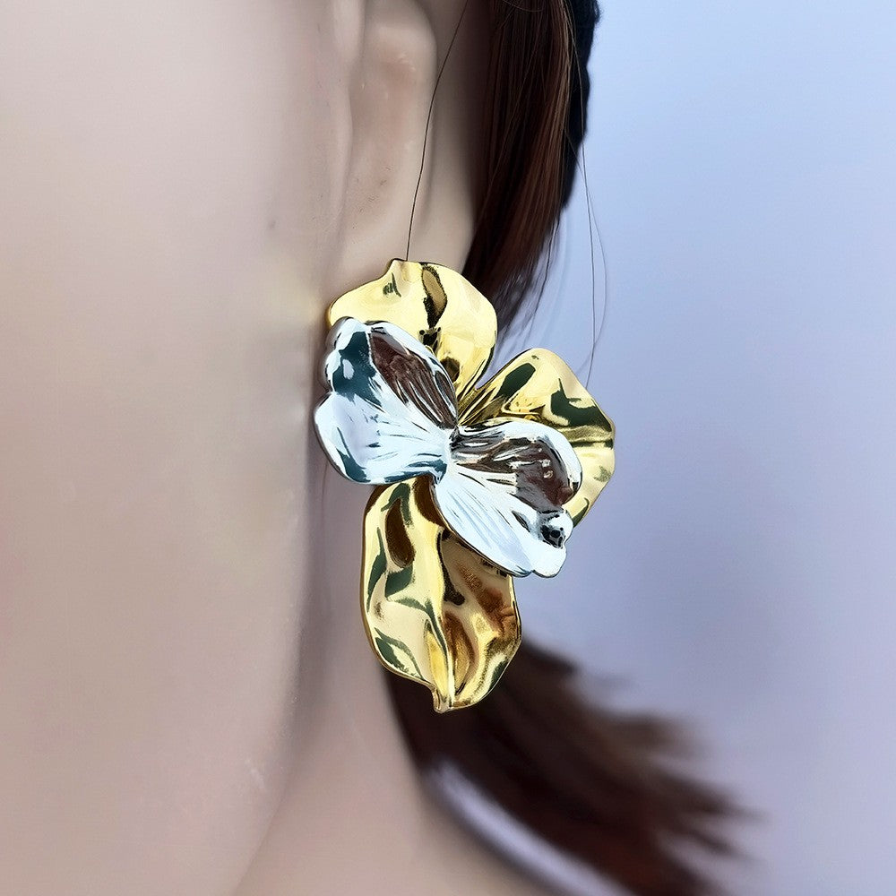 Boucles d'oreilles papillon bicolore portés