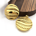 Boucles d'oreilles sphère striées finition or texture verticale