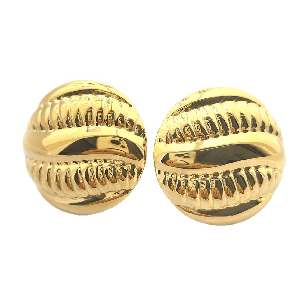 Boucles d'oreilles sphère striées finition or détail stries brillantes